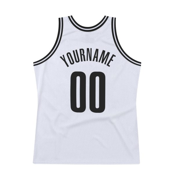 White Black Authentic Throwback Personalized Basketball Jersey - Image 6