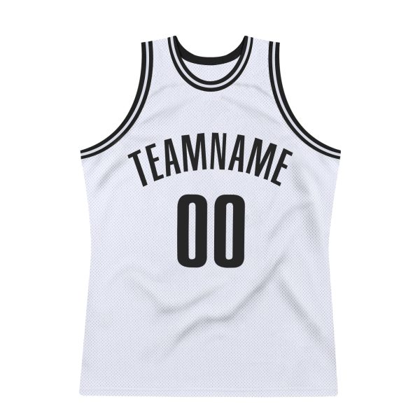 White Black Authentic Throwback Personalized Basketball Jersey - Image 7