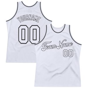 White White-Black Authentic Throwback Personalized Basketball Jersey