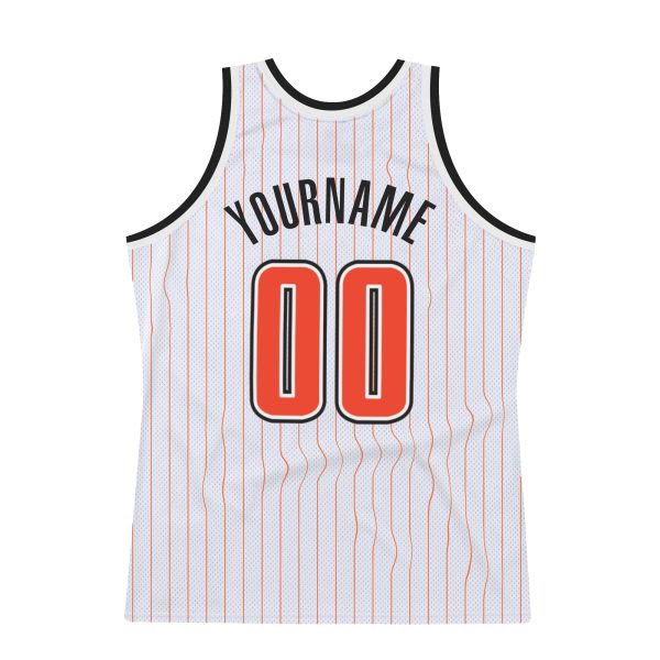 White Orange Pinstripe Orange-Black Authentic Personalized Basketball Jersey - Image 6