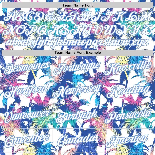 White White-Light Blue 3D Pattern Hawaii Palm Trees Authentic Personalized Basketball Jersey - Image 3