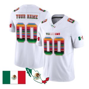 White Red - Green Mexico Serape Pattern Personalized Football Jersey