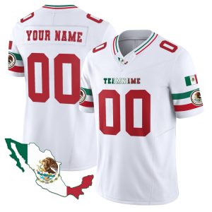 White Red Mexico Map Patch - Personalized Football Jersey