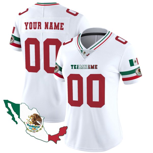White Red Mexico Map Patch - Personalized Football Jersey - Image 2